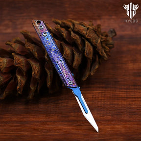 Limited Edition Hand Carved Starry Sky Titanium Alloy Art Knife Keychain Portable EDC Disassembly Tool