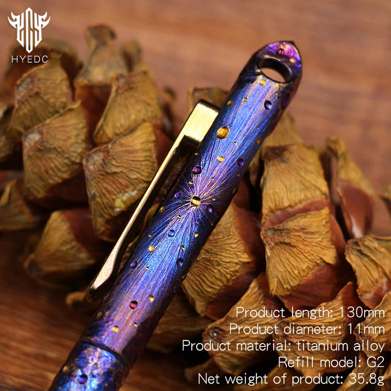 Titanium Alloy Tactical Pen Hand Carved Star Sky Limited Edition Tungsten Pen Decompression Metal Signature Neutral Pen EDC