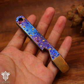 Limited Edition Hand Carving Starry Sky Titanium Crowbar Outdoor Multi Functional Survival Tool Bottle Opener Keychain EDC