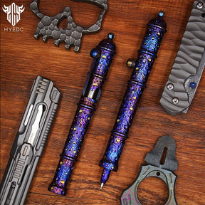 Star Sky Hand Carved Titanium Alloy Tactical Pen - Limited Edition EDC Metal Signature Neutral Decompression Pen