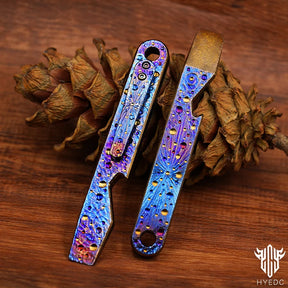 Limited Edition Hand Carving Starry Sky Titanium Crowbar Outdoor Multi Functional Survival Tool Bottle Opener Keychain EDC