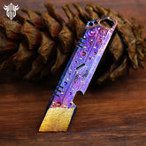 Hand Carving Starry Sky Titanium Alloy EDC Multi-Function Screwdriver Crowbar Bottle Opener Outdoor Crowbar