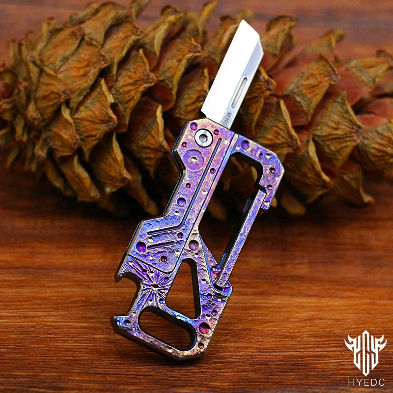 Starry Sky Limited Edition Multi-Functional Titanium Alloy Keychain Mini M390 Knife Portable Outdoor Tool