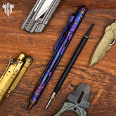 Star Sky Hand Carving Titanium alloy Automatic Pencil Signature Pen EDC refill Writing Gun-bolt Pen Multifunctional Tactical Pen