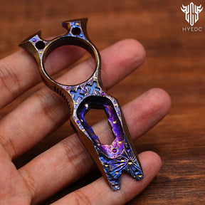 Limited Edition Hand Carved Starry Sky Titanium Crowbar Multi-Functional Outdoor Survival Tool Bottle Opener Portable EDC