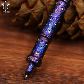 Star Sky Hand Carved Titanium Alloy Tactical Pen - Limited Edition EDC Metal Signature Neutral Decompression Pen