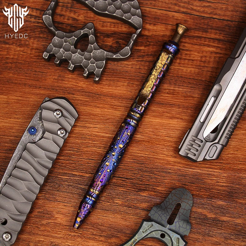 Titanium Alloy Tactical Pen Hand Carved Star Sky Limited Edition Metal Signature Neutral Outdoor Stationery EDC