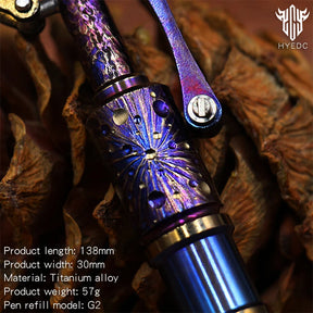 Star Sky Multipurpose Titanium Alloy Tactical Ballpoint Pen Self Defense Writing Tool for Outdoor Mechanical Punk Style EDC