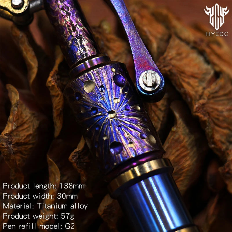 Star Sky Multipurpose Titanium Alloy Tactical Ballpoint Pen Self Defense Writing Tool for Outdoor Mechanical Punk Style EDC