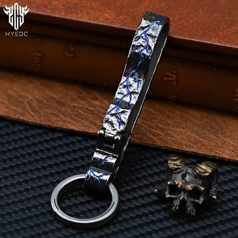 Limited Edition Titanium Hand Carved Rock Texture Keychain Alloy Belt Men's Sports Waist Pendant Car Accessory