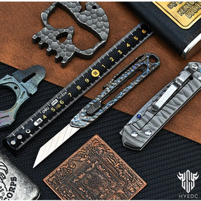 Hand Carving Rock Texture Titanium Alloy Push Knife Multifunctional Pocket Cutter Paper can Replace Blade Art Knife Wallpap EDC