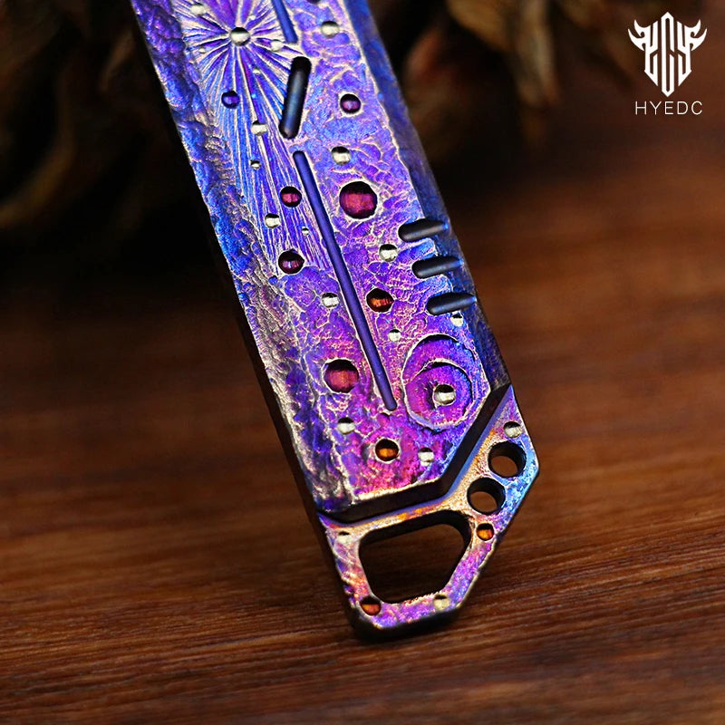 Hand Carving Starry Sky Titanium Alloy EDC Multi-Function Screwdriver Crowbar Bottle Opener Outdoor Crowbar