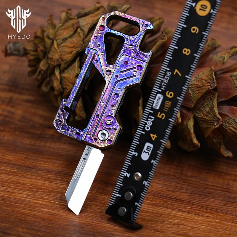 Starry Sky Limited Edition Multi-Functional Titanium Alloy Keychain Mini M390 Knife Portable Outdoor Tool