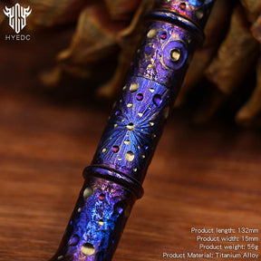 Star Sky Hand Carved Titanium Alloy Tactical Pen - Limited Edition EDC Metal Signature Neutral Decompression Pen