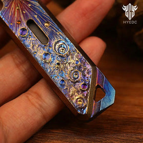 Limited Edition Titanium Alloy EDC Multi-Function Screwdriver Crowbar Bottle Opener Outdoor Crowbar Hand Carving Starry Sky