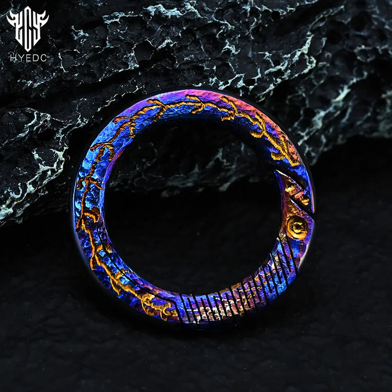 Hand CarvingTitanium Alloy Ring Anti-Lost360 Degree Rotating Key Chain Universal Joint Accessories Car Key Circle Waist