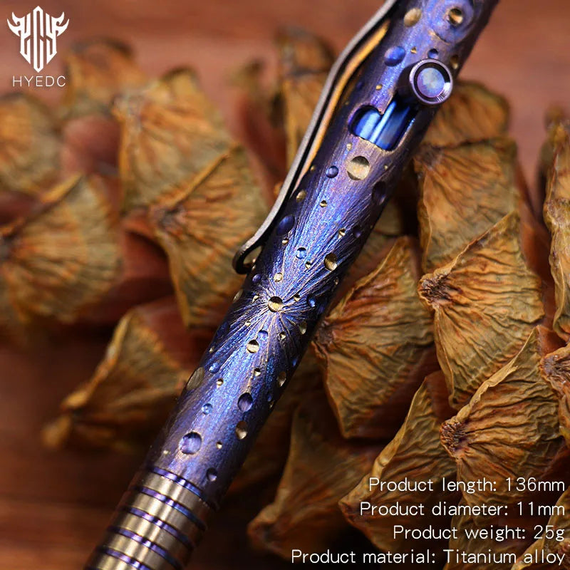 Hand Carved Titanium Alloy Tactical Pen - Star Sky Limited Edition Decompression Tungsten Metal Signature Neutral EDC Pen
