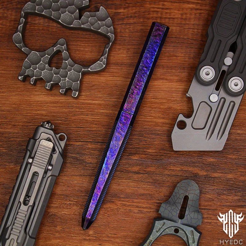 Hand Carved Titanium Alloy Tactical Pen EDC Star Sky Design Limited Edition Tungsten Metal Signature Neutral Pen