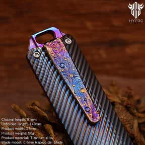 Star Sky Titanium Heavy Alloy Push Knife Tactics Pocket Cutter Paper Knife can Replace Blade Art Knife Wallpap