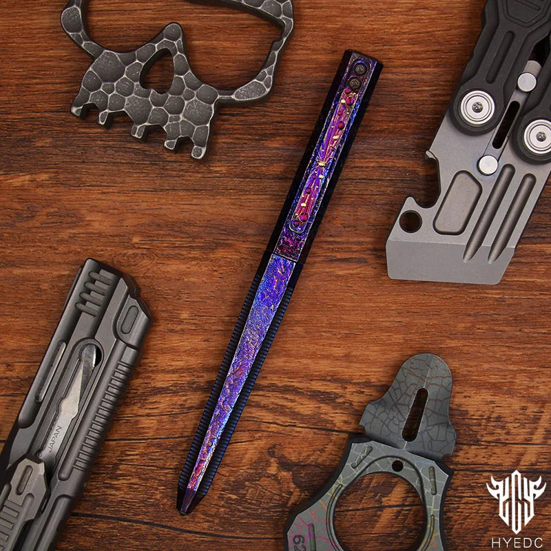 Hand Carved Titanium Alloy Tactical Pen EDC Star Sky Design Limited Edition Tungsten Metal Signature Neutral Pen