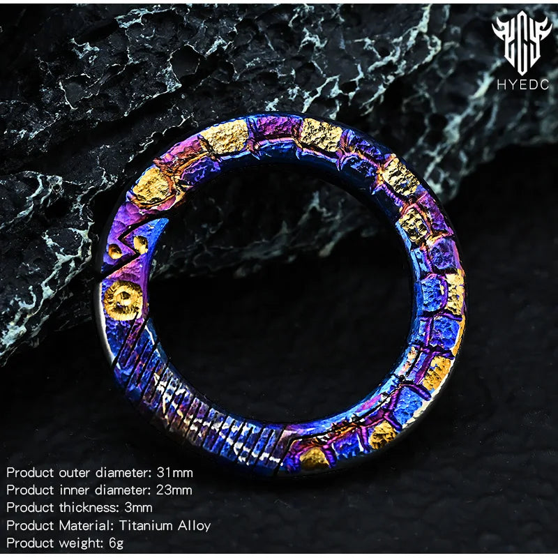 Hand CarvingTitanium Alloy Ring Anti-Lost360 Degree Rotating Key Chain Universal Joint Accessories Car Key Circle Waist