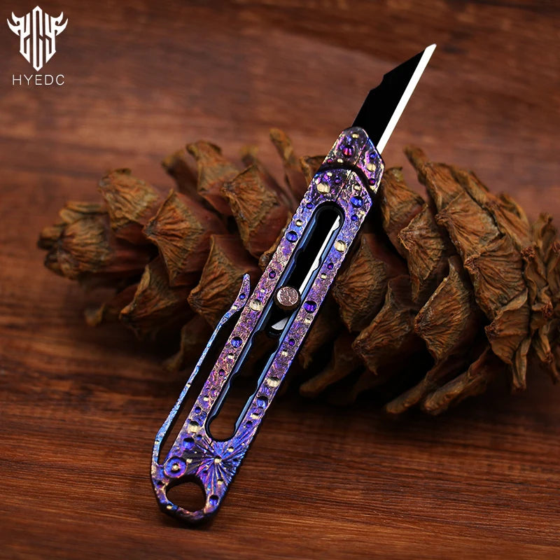 Star Sky Titanium Multifunctional Alloy Push Knife Multifunctional Pocket Cutter Paper Knife can Replace Blade Art Knife Wallpap