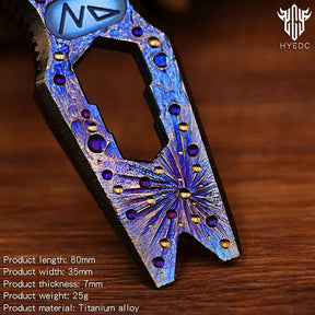 Limited Edition Hand Carved Starry Sky Titanium Crowbar Multi-Functional Outdoor Survival Tool Bottle Opener Portable EDC