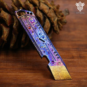 Hand Carving Starry Sky Titanium Alloy EDC Multi-Function Screwdriver Crowbar Bottle Opener Outdoor Crowbar