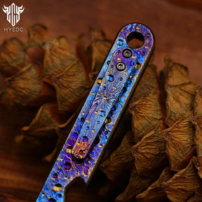 Limited Edition Hand Carving Starry Sky Titanium Crowbar Outdoor Multi Functional Survival Tool Bottle Opener Keychain EDC