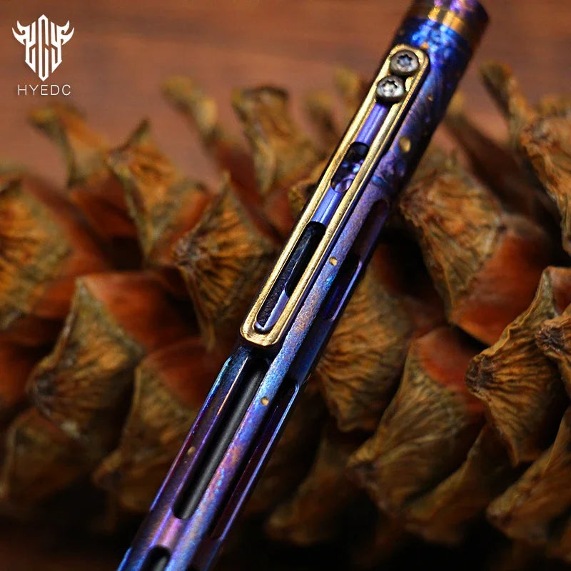 Star Sky Hand Carving Titanium alloy Automatic Pencil Signature Pen EDC refill Writing Gun-bolt Pen Multifunctional Tactical Pen