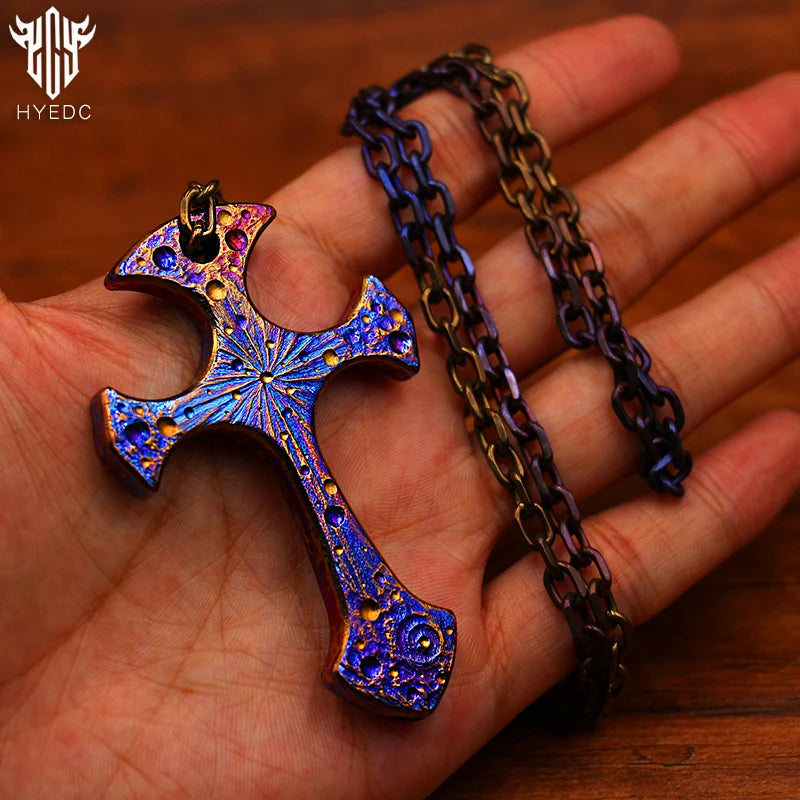Starry Sky Limited Edition Titanium Cross Defensive  Necklace Pendant Survival Equipment Window Breaking Tool EDC