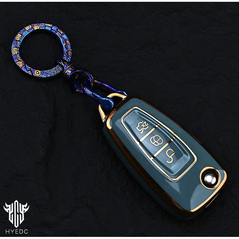 Hand CarvingTitanium Alloy Ring Anti-Lost360 Degree Rotating Key Chain Universal Joint Accessories Car Key Circle Waist