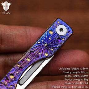 Limited Edition Hand Carved Titanium Alloy Art Knife Keychain Portable Disassembly Tool Expressive Collectible