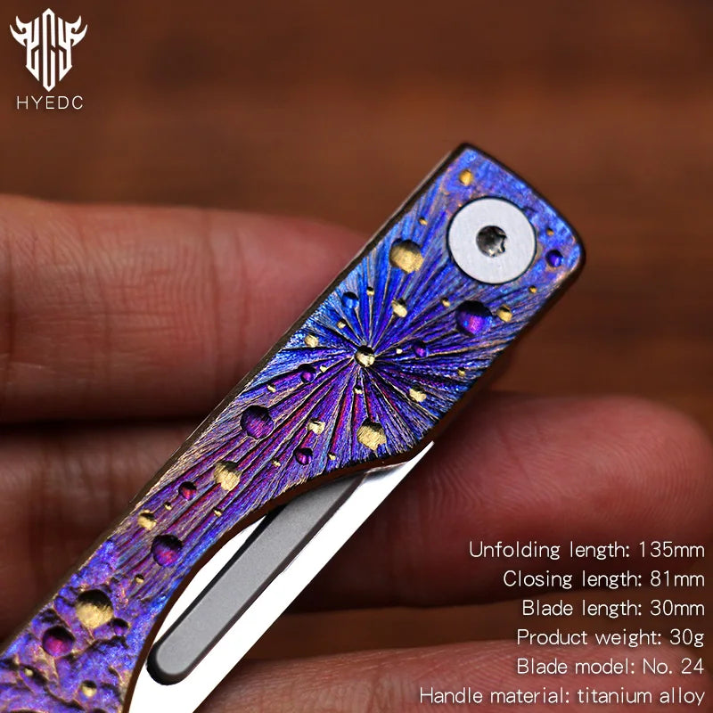 Limited Edition Hand Carved Titanium Alloy Art Knife Keychain Portable Disassembly Tool Expressive Collectible