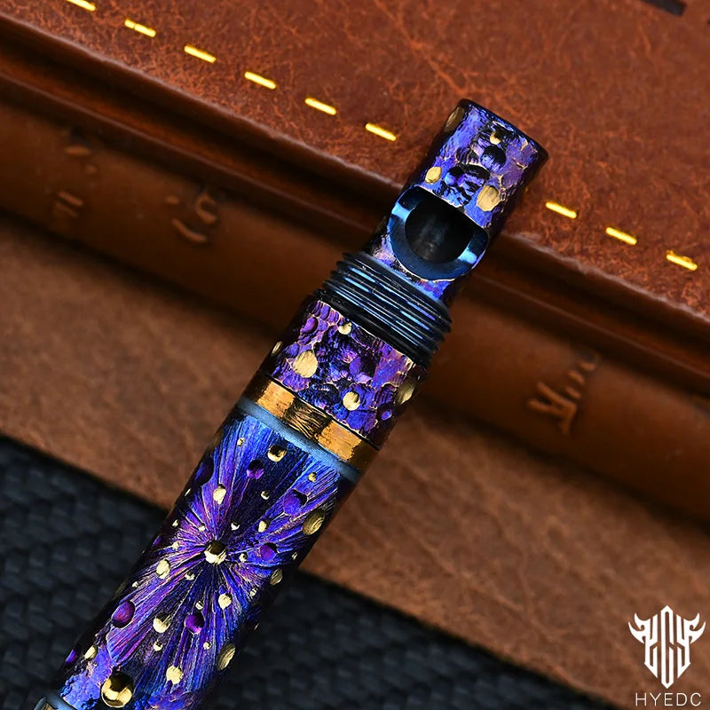 Star Sky Limited Titanium Alloy Multifunctional Whistle Pen Outdoor Pen 2-in-1 Survival EDC Tools with Necklace Gift