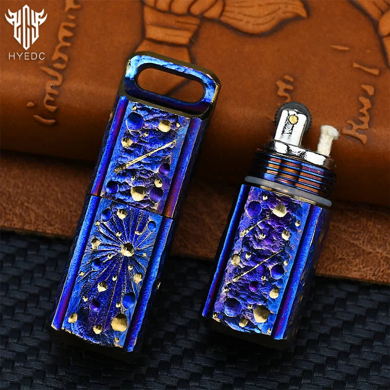 Star Sky Handmade Titanium Mechanical Automatic Ignition Gasoline Lighter with Alloy Material And Gift Box EDC
