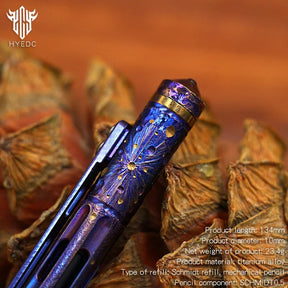 Star Sky Hand Carving Titanium alloy Automatic Pencil Signature Pen EDC refill Writing Gun-bolt Pen Multifunctional Tactical Pen