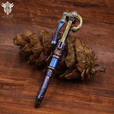 Star Sky Multipurpose Titanium Alloy Tactical Ballpoint Pen Self Defense Writing Tool for Outdoor Mechanical Punk Style EDC