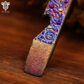 Limited Edition Hand Carving Starry Sky Titanium Crowbar Outdoor Multi Functional Survival Tool Bottle Opener Keychain EDC