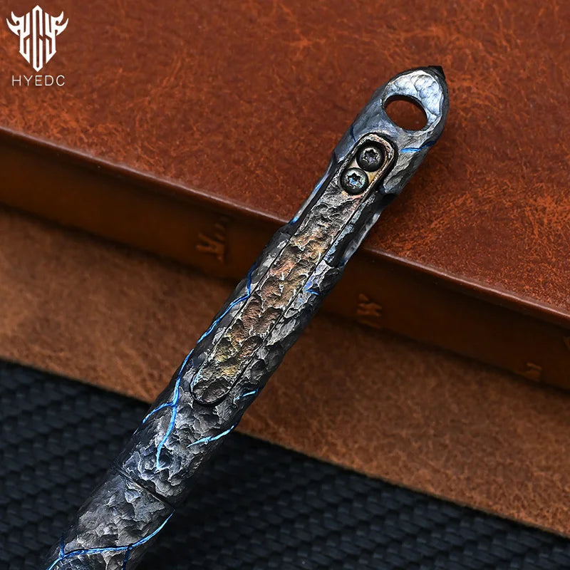 Titanium Hand Carving Rock TextureTitanium Alloy Tactical Pen Edition Tungsten Pen Decompression Metal Signature Neutral Pen EDC